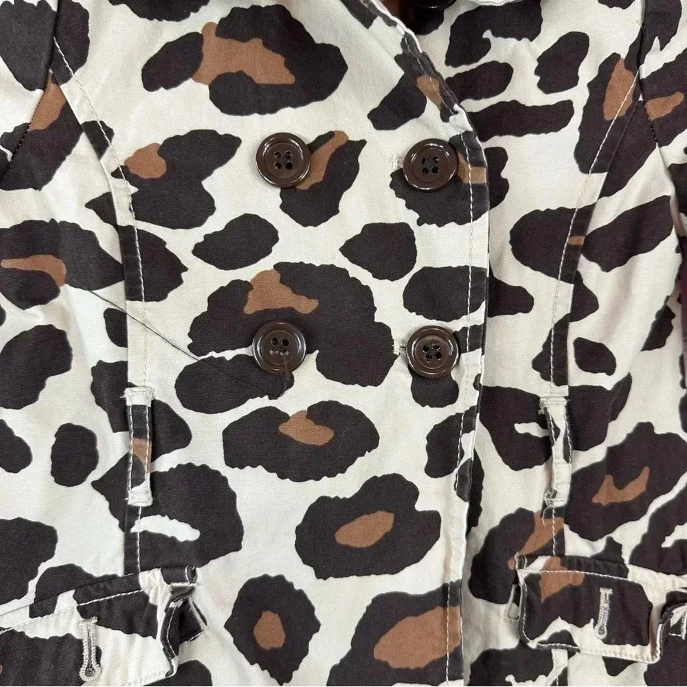gymboree 2013 animal print leopard lined trench coat sz small 5-6 missing belt